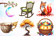 Enchanted Autumn Forest Clipart, a Seasonal Illustration by Canvas Craft (Thumbnail 3 of 7)