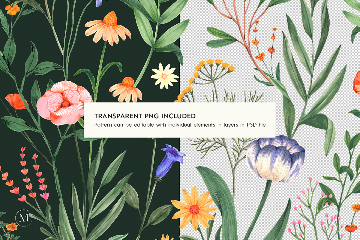 Wildbloom Botanical Pattern, a Pattern Graphic by Manimanisa (Photo 7 of 10)