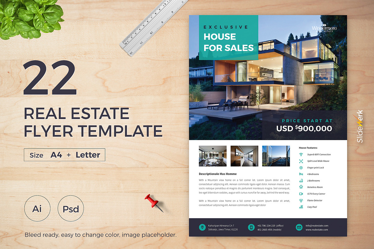 Real Estate Flyer 22, a Flyer Template by Slidewerk