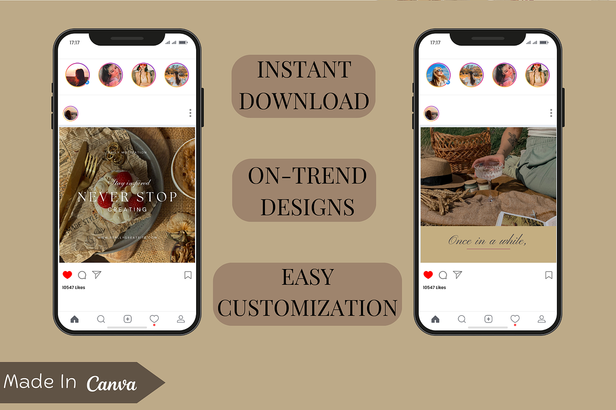 Beige & Beautiful Instagram Bundle, a Social Media Template by WynterLife Studio (Photo 6 of 11)