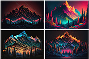 28 Neon Mountain Illustrations in 6K, a Wallpaper Graphic by HipFonts (Thumbnail 2 of 8)