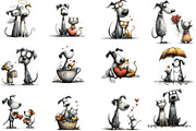 Watercolor Valentine Cat and Dog, an Illustration by Designking (Thumbnail 3 of 4)