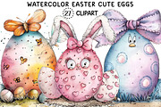 Watercolor Easter Cute Eggs Clipart, an Illustration by Creative Art (Thumbnail 1 of 7)