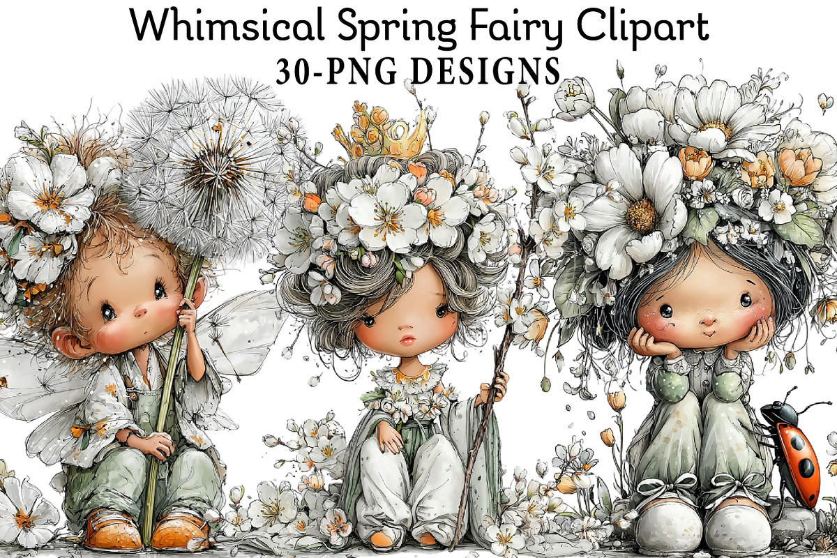 Whimsical Spring Fairy Clipart, an Illustration by Daily.Designs (Photo 1 of 7)