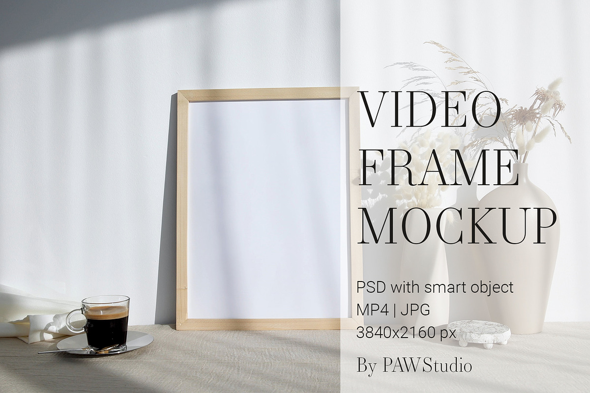 Video Photo Frame Mockup 3x4 MP4 vff, an Advertising Mockup by PawMockups (Photo 1 of 12)