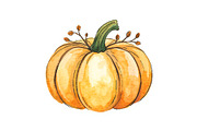 Watercolor Pumpkin Patch Bundle Art, an Illustration by BIPLOB EXPERT (Thumbnail 4 of 13)