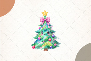 Colorful Glitter Coquette Christmas, an Illustration by Watercolor design