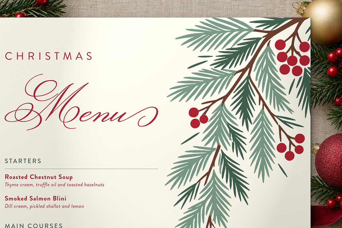 Elegant Christmas Menu Template, a Flyer Template by BrandPacks (Photo 5 of 6)