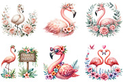 Floral Flamingo Clipart Bundle, an Illustration by DreamArtGraphic (Thumbnail 4 of 4)