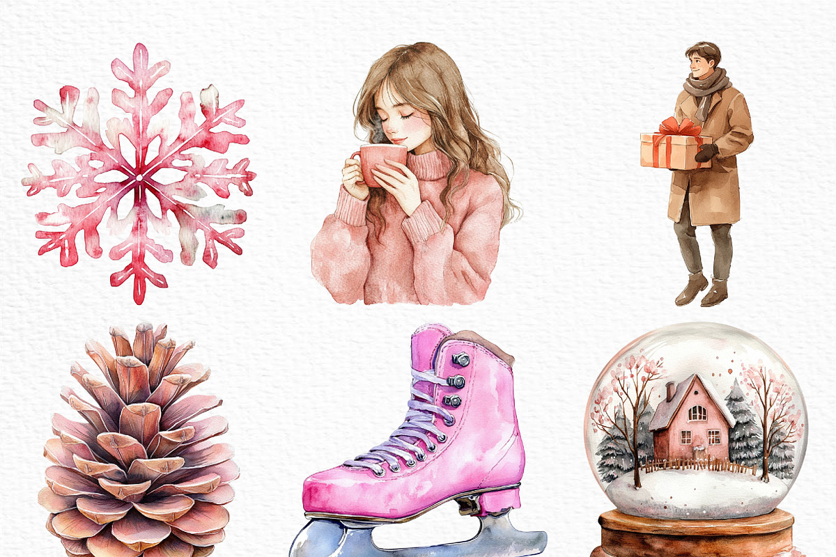 Blush Winter Clipart, an Illustration by Craft Nest (Photo 4 of 6)