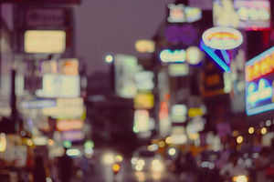 Bokeh lights city street