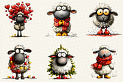 Funny Christmas Sheep Clipart, an Illustration by DreamCafeArt (Thumbnail 4 of 8)