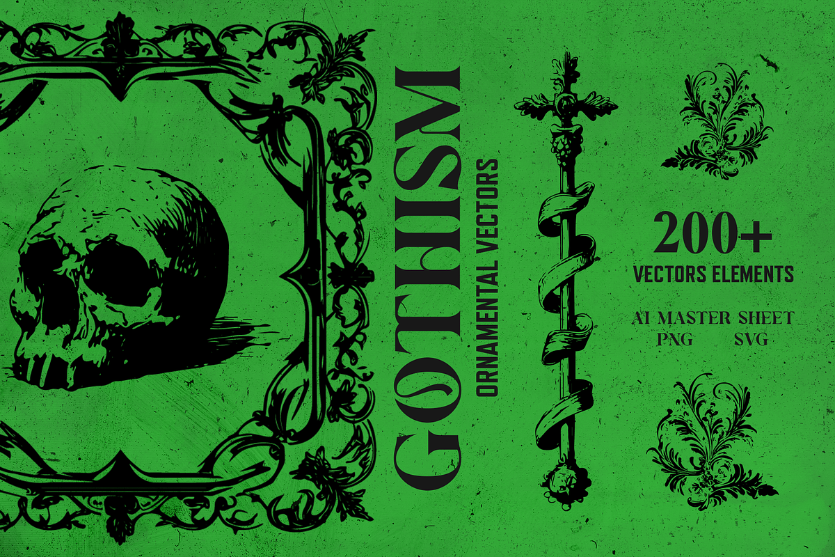 Ornamental Gothism - Vector Shapes, an Object Graphic by BeNone Designs (Photo 1 of 6)
