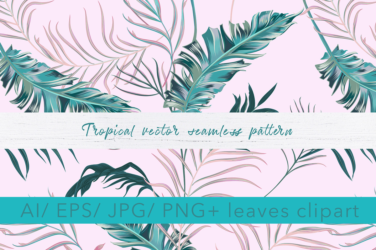 Palm leaves vector seamless pattern, a Pattern Graphic by FleurArt (Photo 1 of 9)