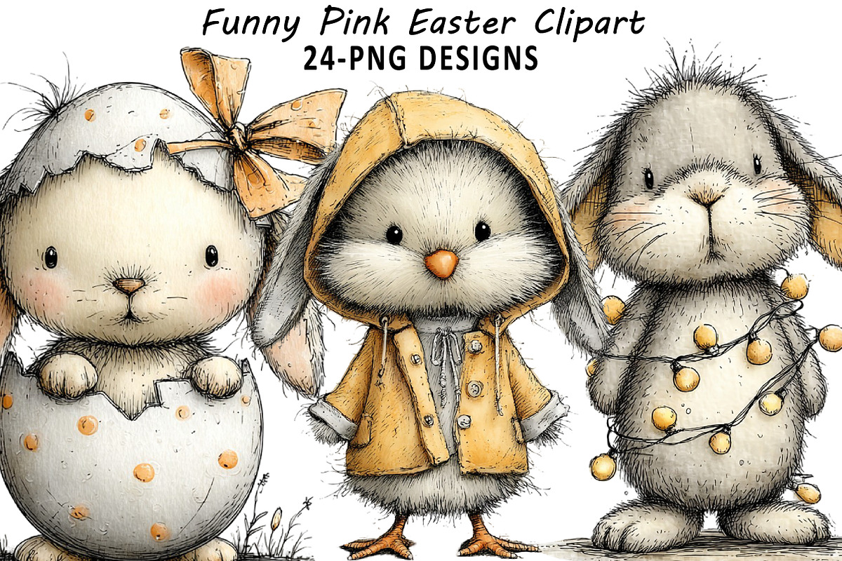 Funny Pink Easter Clipart, an Illustration by Daily.Designs (Photo 1 of 6)