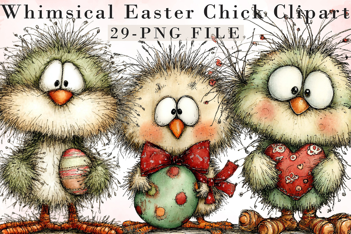 Whimsical Easter Chick Clipart, an Illustration by Libby Wishes (Photo 1 of 6)