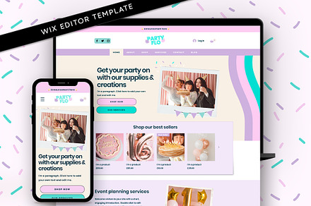 Balloon business website template, a Wix Template by Template Twist Shop