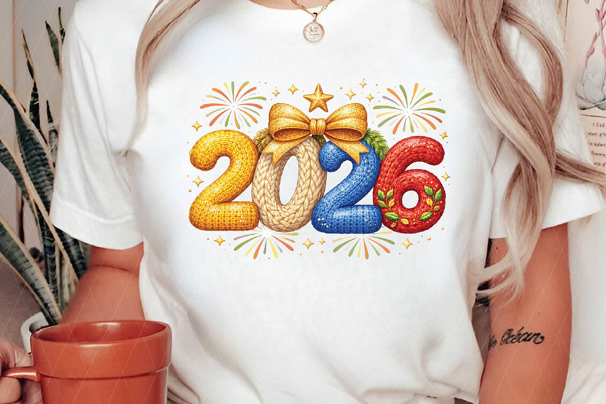 Faux Yarn New Year 2026 Png, an Illustration by DreamPrint404 (Photo 3 of 6)
