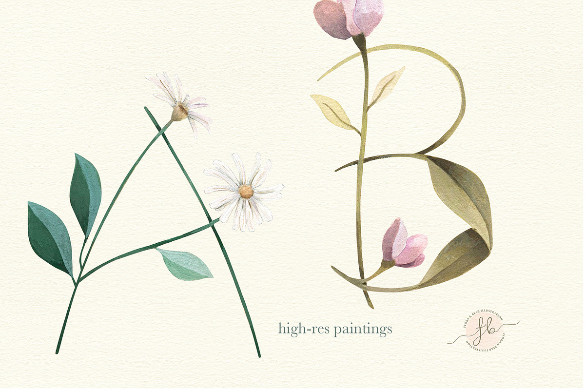 Botanical Alphabet, an Illustration by Flora+Bear