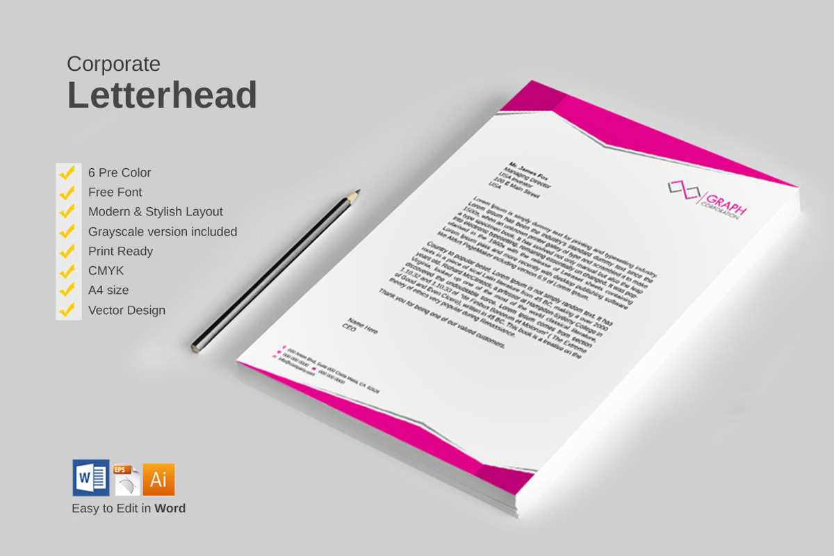 Letterhead, a Stationery Template by asimalikhan555 (Photo 3 of 10)