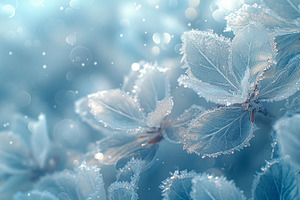 Frosted leaves with intricate ice, a Wallpaper Photo by Elena Vagengeim