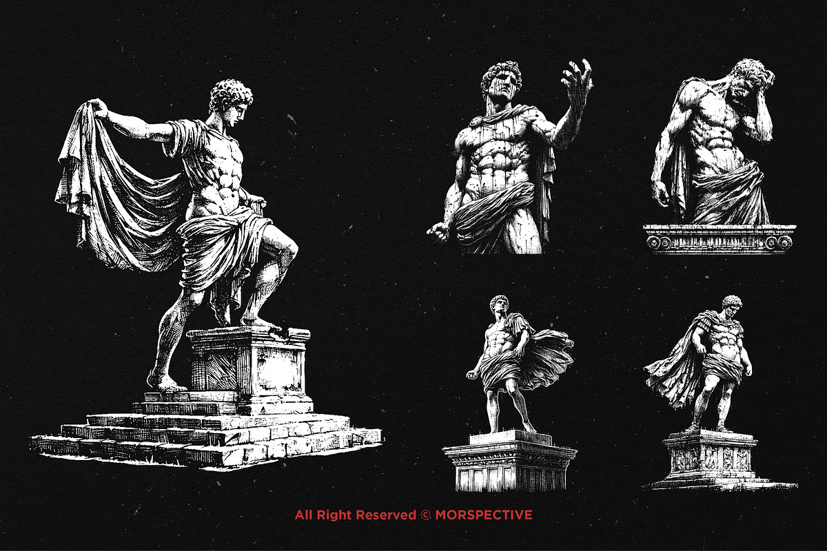 10 Bundle Dark Art Roman Statue Gods, an Illustration by Morspective (Photo 5 of 7)