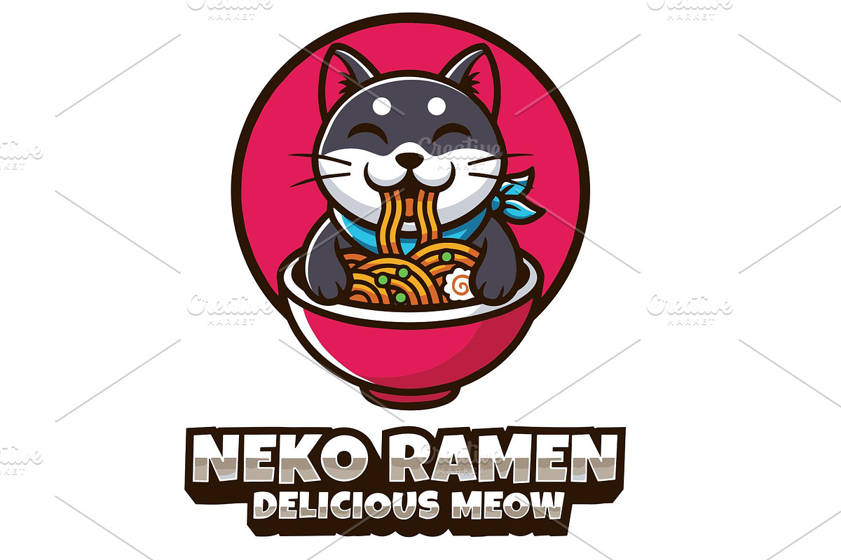 Neko Ramen Mascot Logo, a Food Illustration by Izdihaar_Studio (Photo 3 of 3)
