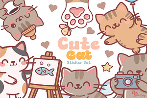 Sweet and playful kawaii kitty crew