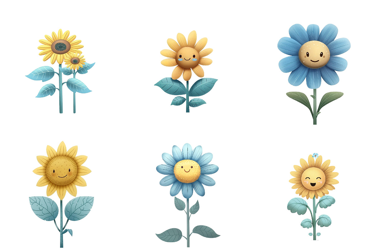 Whimsical Sunflower Summer Clipart, an Illustration by DreamArtGraphic (Photo 2 of 8)