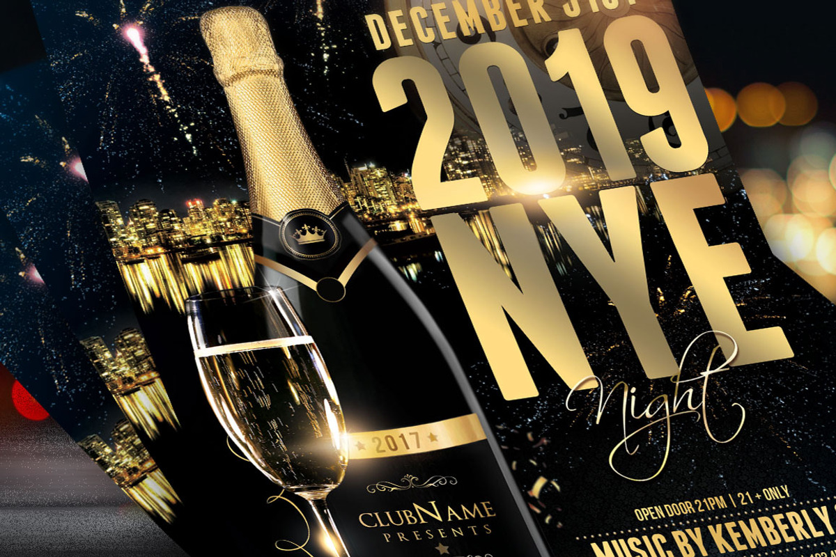 2019 NYE Flyer Template, a Flyer Template by Briell Design (Photo 2 of 2)