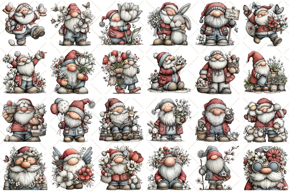 Whimsical Spring Santa Clipart, an Illustration by Black Bird Studio (Photo 2 of 5)