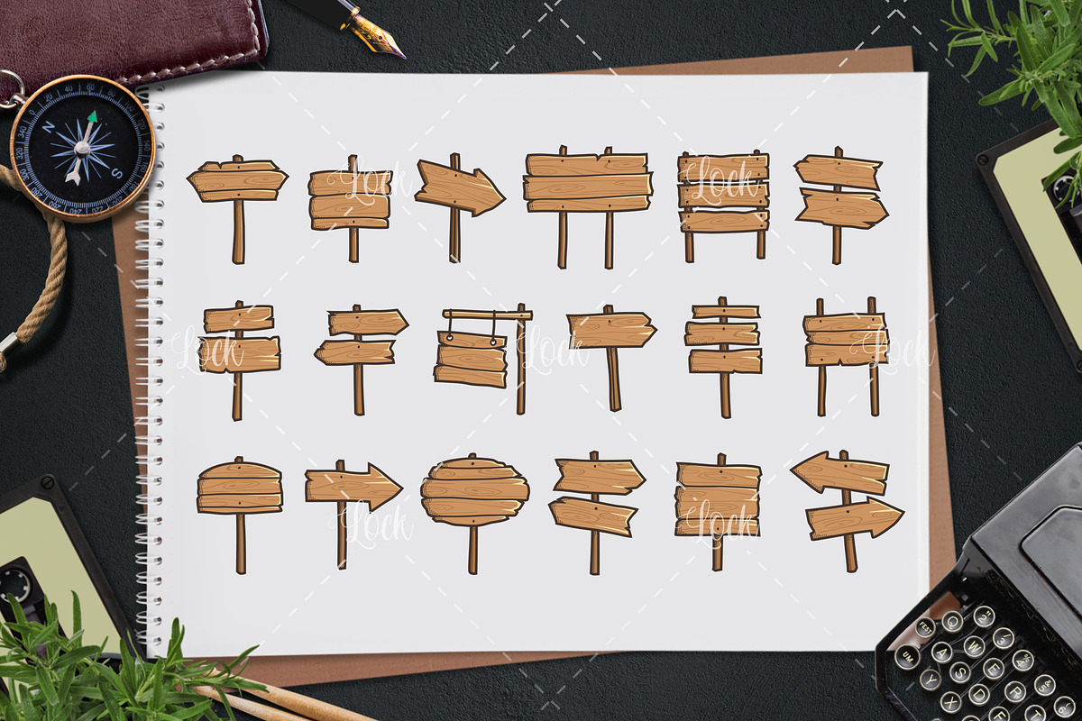 Set of wooden street signs design, a Graphic by Allmostudio (Photo 2 of 4)