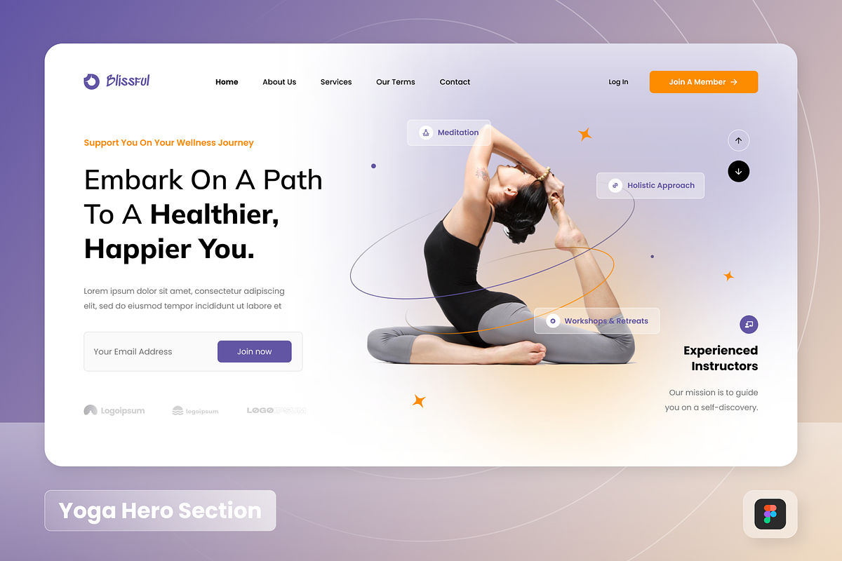 Bllissful - Yoga Place Hero Header, an UI Kit Template by Annora Studio (Photo 1 of 3)