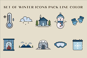 set of isolated winter icons pack, an Outline Icon by zyxroun shop
