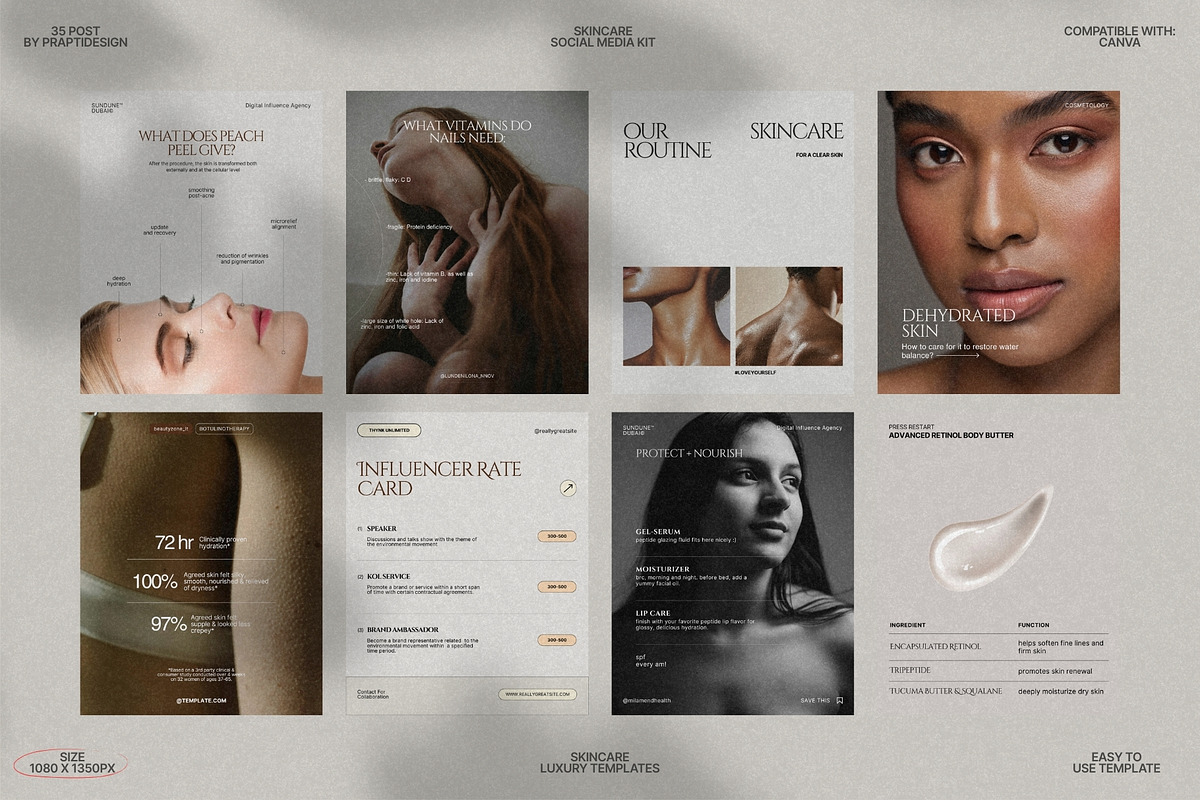 Minimal Skincare Canva Post Pack preview 4