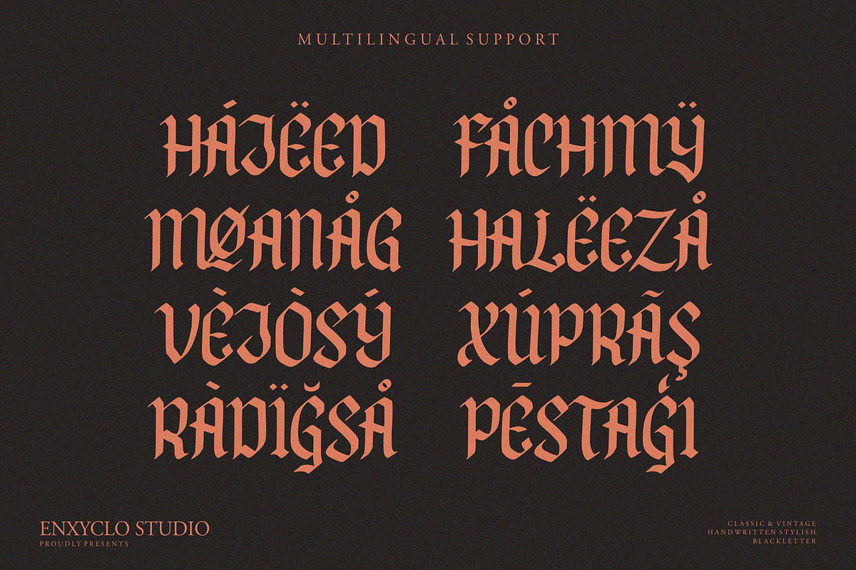 NCL Fegakines - Stylish Blackletter, a Blackletter Font by Enxyclo Studio (Photo 14 of 15)