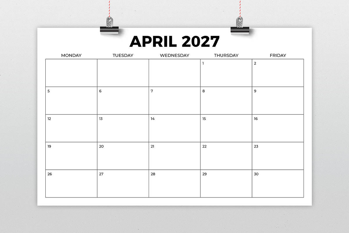 2027 11x17 Inch MON-FRI Calendar, a Stationery Template by Running With Foxes (Photo 2 of 5)