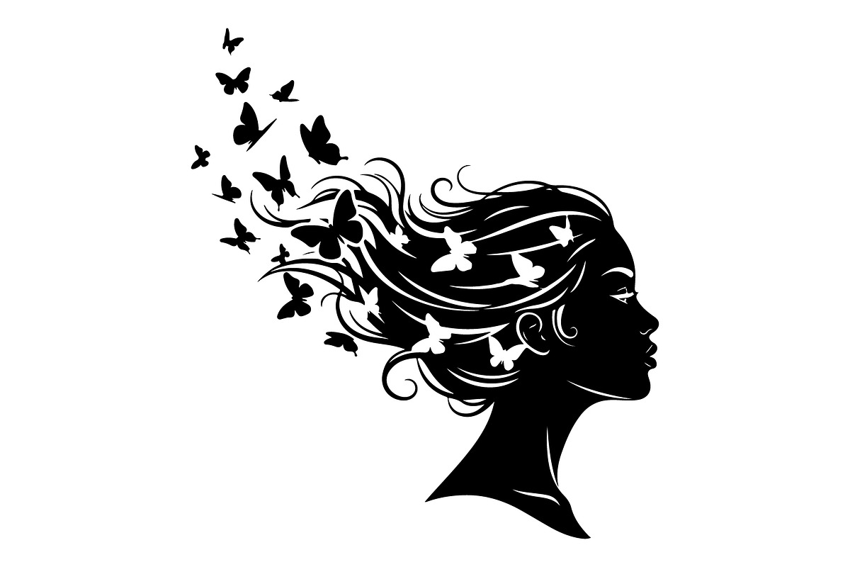 Woman Butterfly Hair Silhouette, an Object 3D Model by yasushie (Photo 27 of 31)