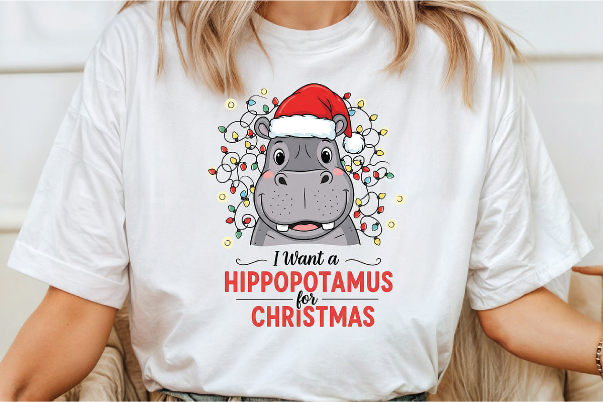Hippopotamus Funny Christmas, an Illustration by Libby Wishes (Photo 3 of 5)