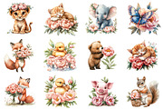 Summer Peony Flower Animals Clipart, an Illustration by Designworld (Thumbnail 3 of 8)