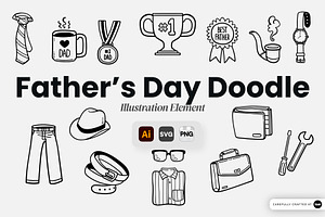 Father’s Day Doodle Illustration, an Object Graphic by SLAB! Design