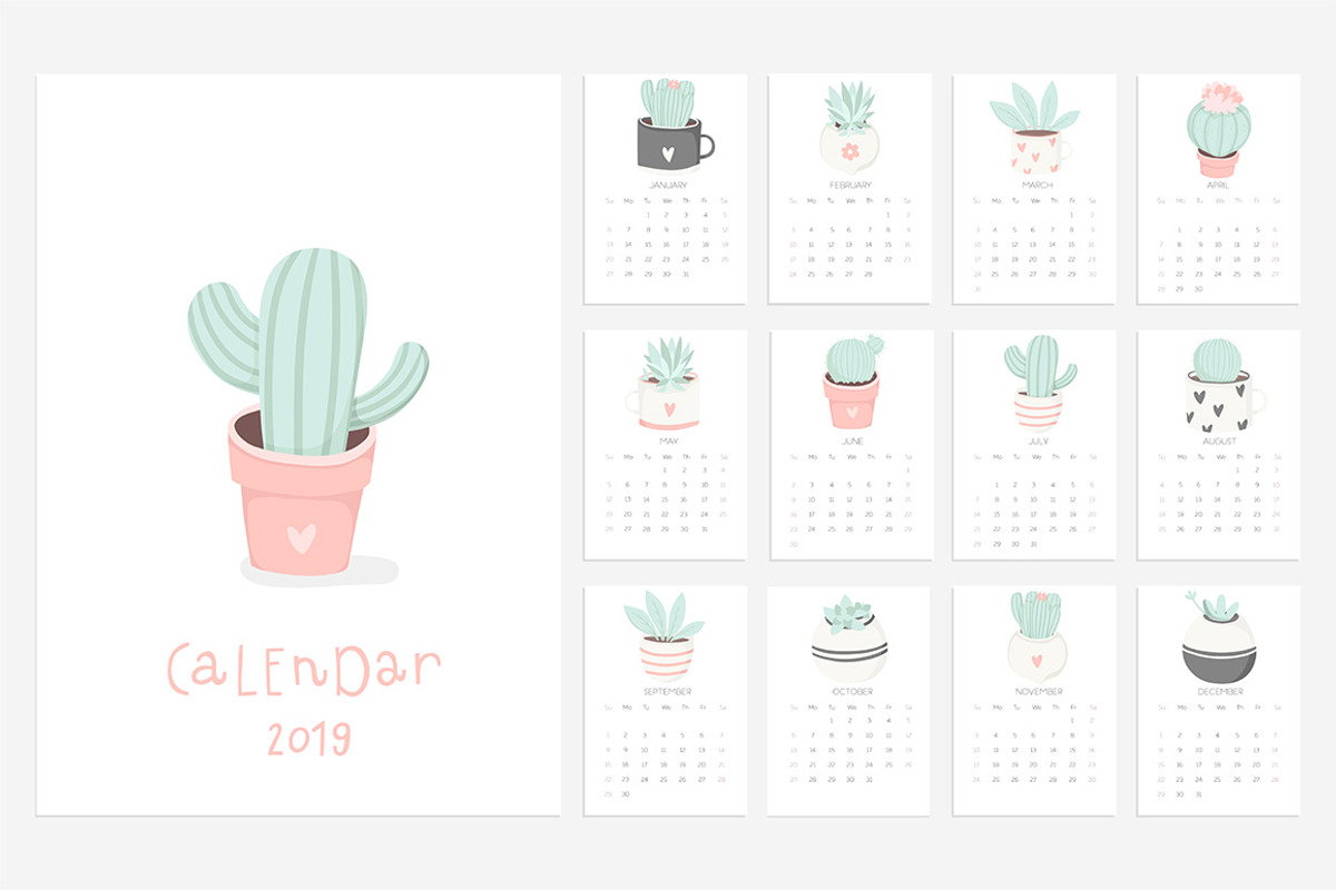 Cacti calendar 2019, an Illustration by Artnis (Photo 3 of 4)
