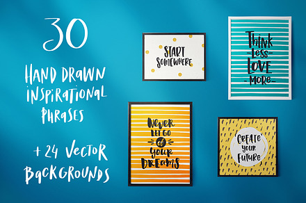 30 hand drawn inspirational phrases