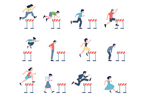 Jump over barriers. People running, a Person Illustration by LadadikArt