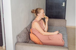 Woman relaxing at home and watching, a Person Photo by Elizaveta Galitskaya