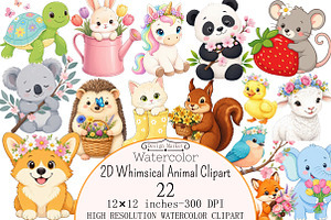 2D Whimsical Animal Clipart