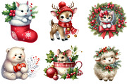 Watercolor Christmas Cute Animal, an Illustration by DreamArtGraphic (Thumbnail 2 of 6)