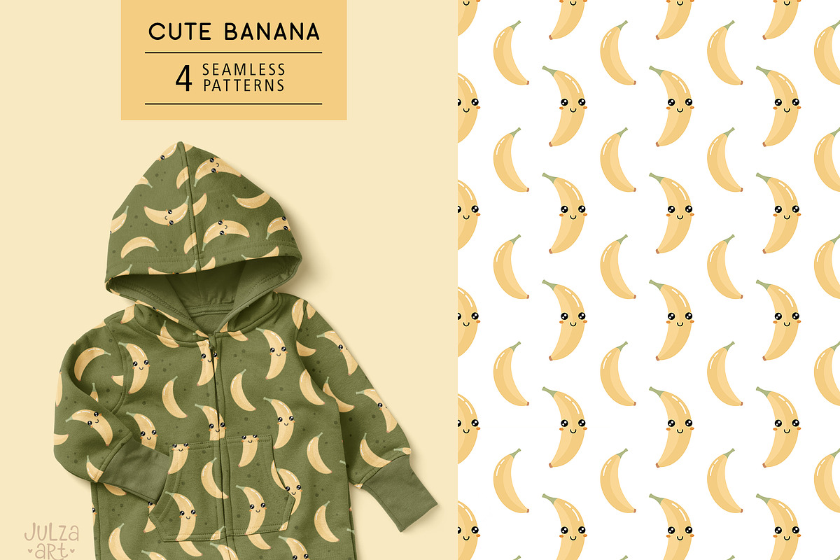 Groovy banana patterns, a Pattern Graphic by JulzaArt (Photo 1 of 7)