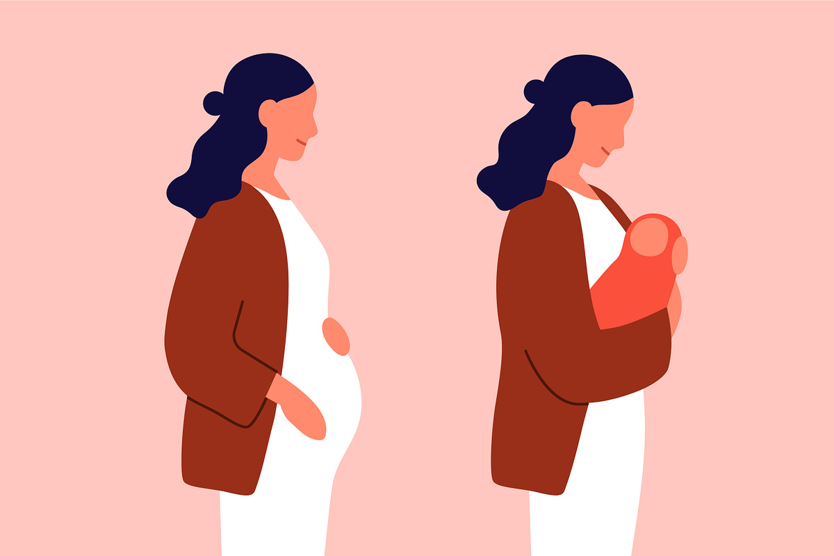Pregnant woman. Pregnancy stages set, a Person Illustration by Good Studio (Photo 3 of 4)