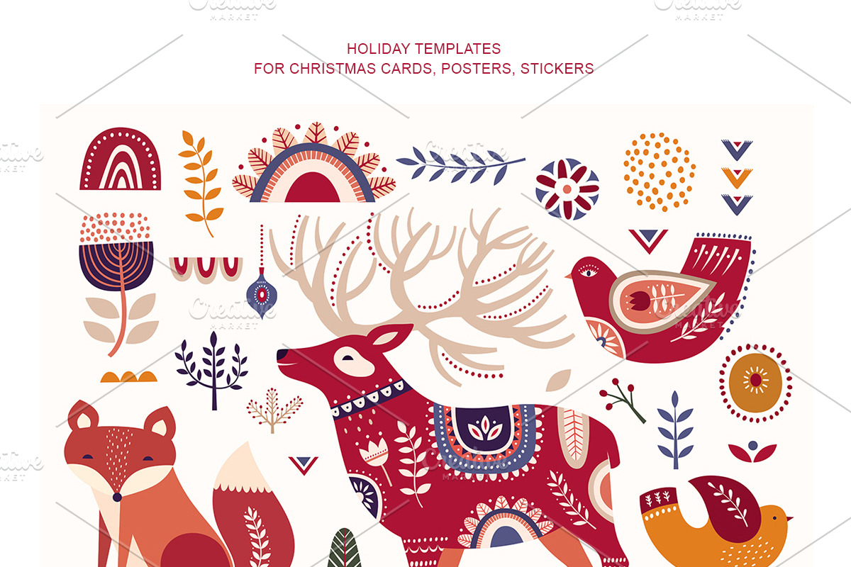 Scandinavian Christmas collection, an Animal Illustration by MoleskoStudio (Photo 8 of 17)